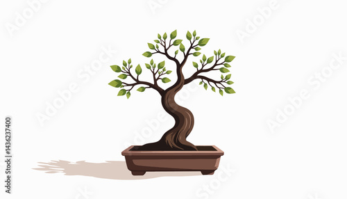 Elegant bonsai tree in ceramic pot, minimalist design concept