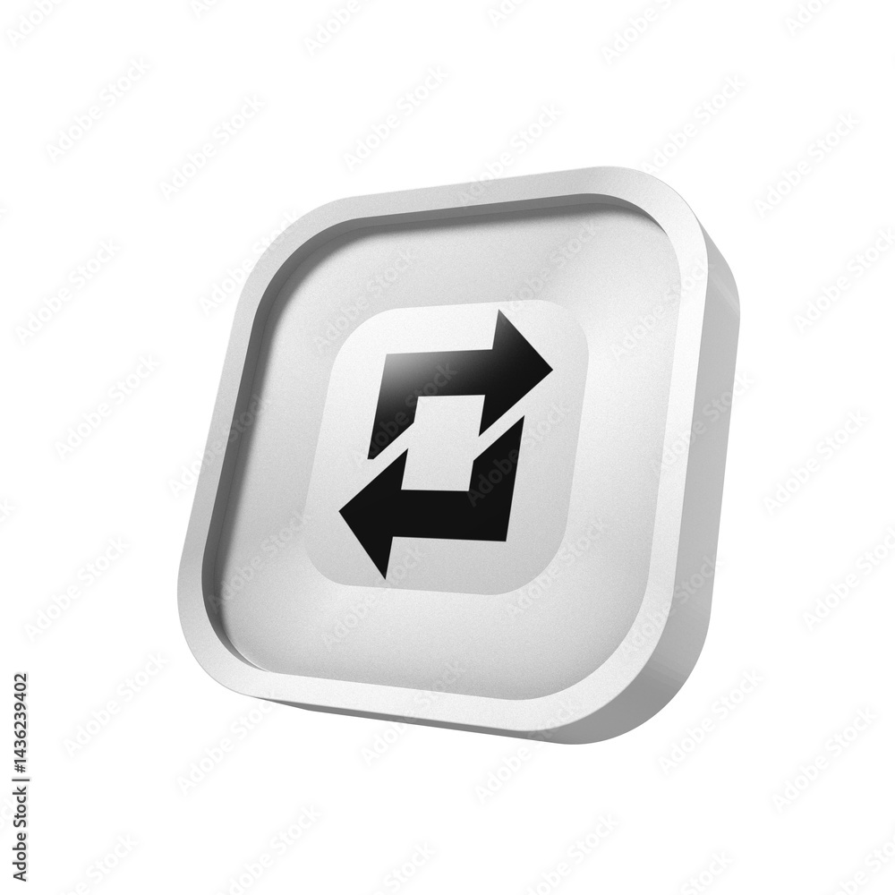 Black restore icon glossy square button Black restore icon glossy square button