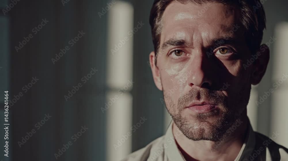 Reflective Gaze: A contemplative man gazes with intensity in a dramatic, low-key setting. The portrait captures raw emotion and introspection. Reflective Gaze: A contemplative man gazes with intensity in a dramatic, low-key setting. The portrait captures raw emotion and introspection.