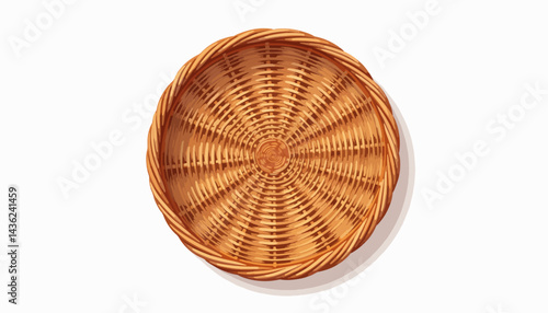 Traditional wicker basket illustration on white background, minimalist design