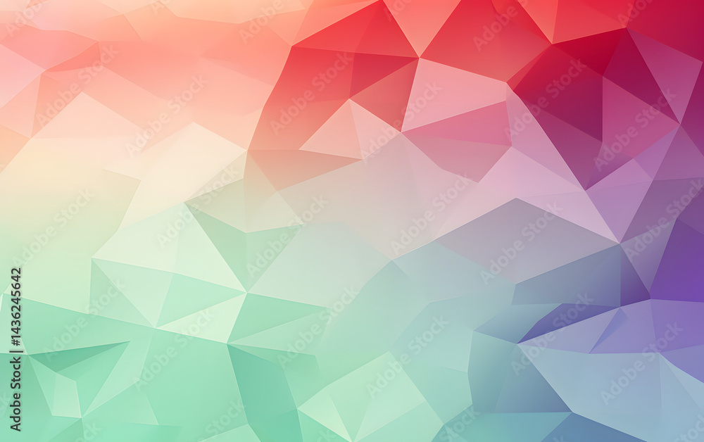 Fototapeta premium Low poly triangular background in bright rainbow colors. Colorful polygonal banner template. Multicolor backdrop in origami style. Vector eps8 illustration with irregular triangles. 