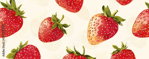 Colorful and Fresh Strawberry Pattern Designed for Background Use