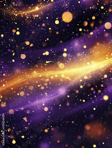 Abstract shimmering background with vibrant gold and purple hues
