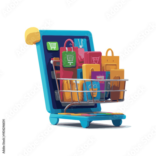shopping cart with a lot of gifts