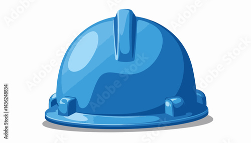 Blue construction helmet illustration on white background, safety concept