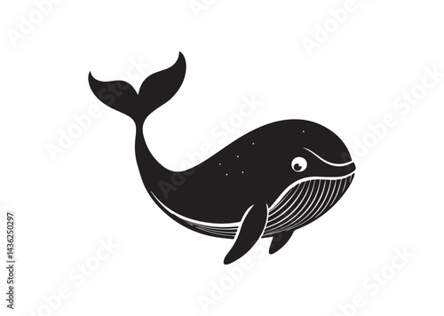 Cute whale icon, Cute whale silhouette Vector