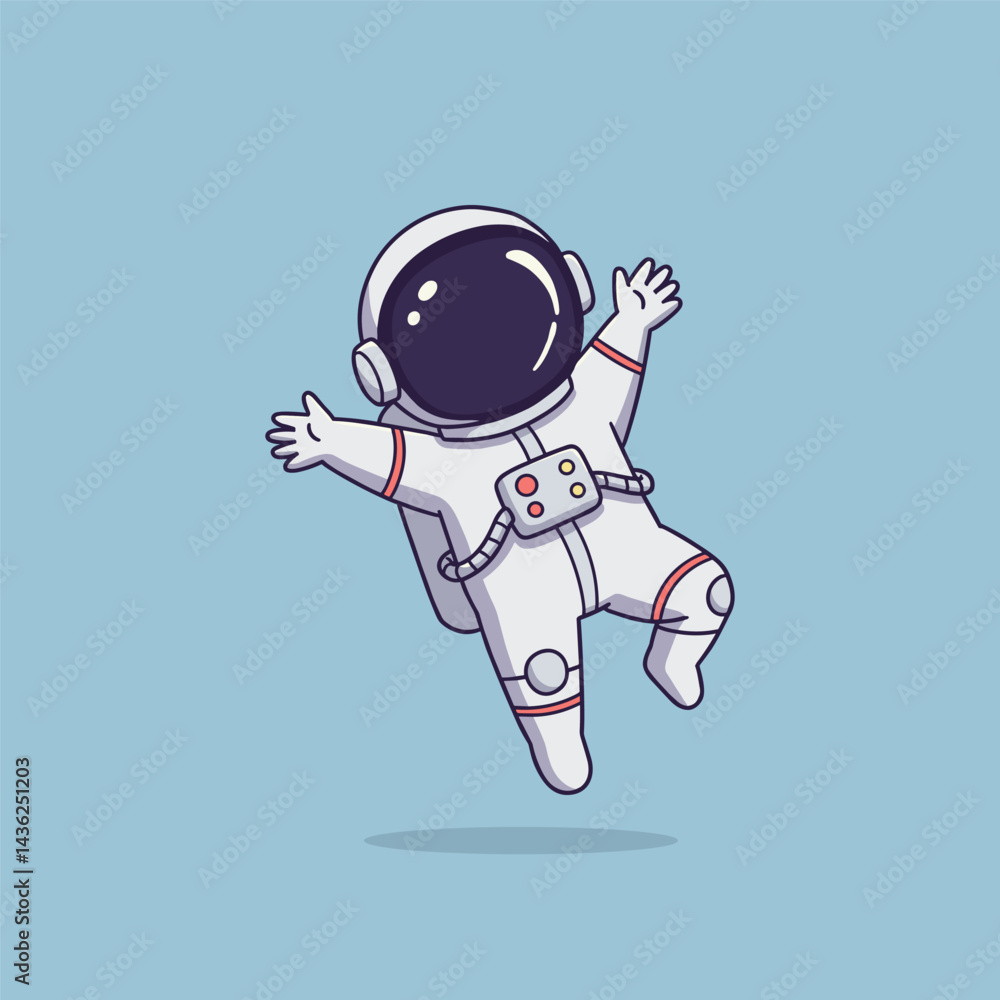 Joyful Astronaut Jumping Happily Cartoon Joyful Astronaut Jumping Happily Cartoon