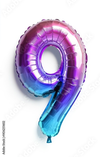 Vibrant holographic number nine balloon