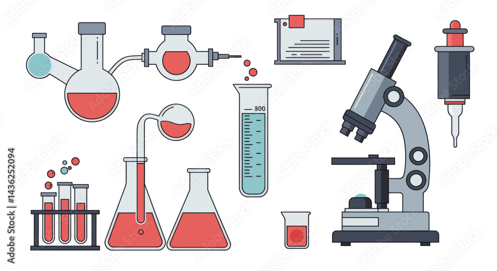Obraz premium Colorful Pixel Art Illustration Of Laboratory Equipment