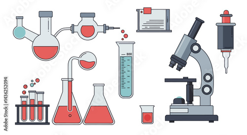 Colorful Pixel Art Illustration Of Laboratory Equipment