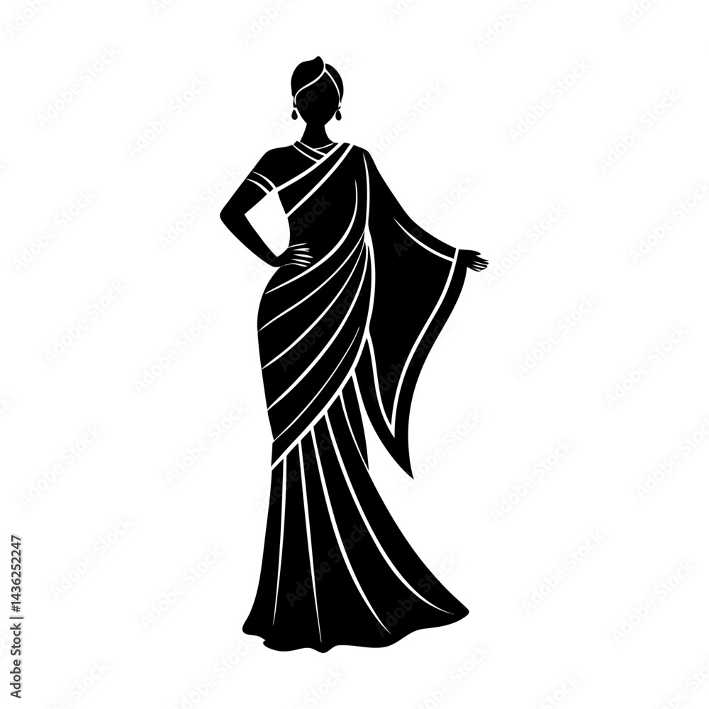 Sari silhouette vector Sari silhouette vector