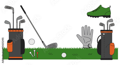 Golf Equipment On A Green Field