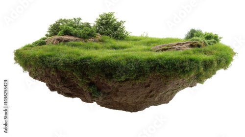 Floating Land: A surreal and captivating view of a floating landmass, showcasing a vibrant ecosystem suspended in mid-air, the epitome of natural wonder and imagination.
