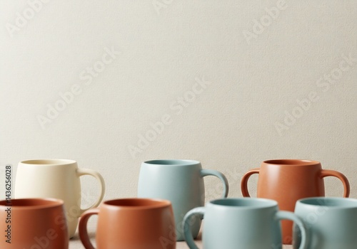 Wallpaper Mural 穏やか光彩 素朴な陶器マグカップ群 Torontodigital.ca