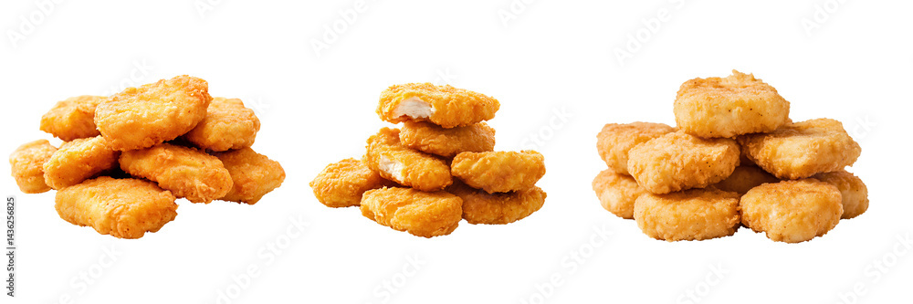 Set of a sources of chicken nuggets isolated on transparent background.