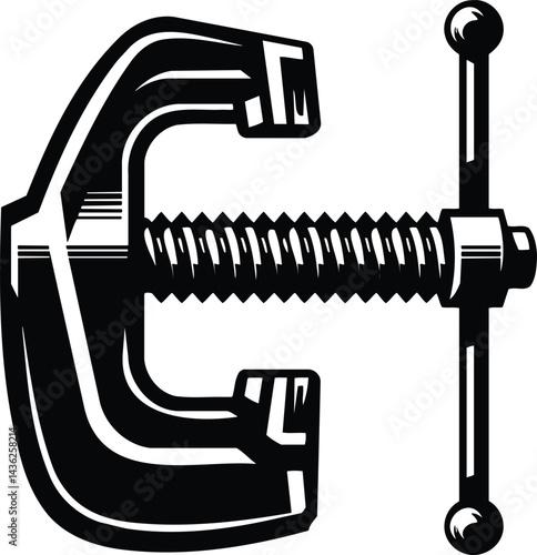Bar Clamp Silhouette with Open Jaws Vector Illustration