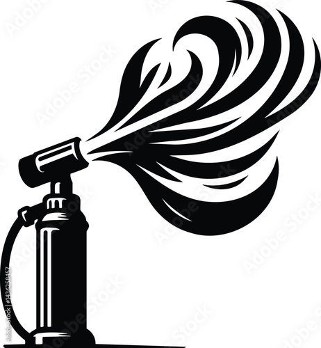 Dynamic flame of a blow torch in a modern illustration