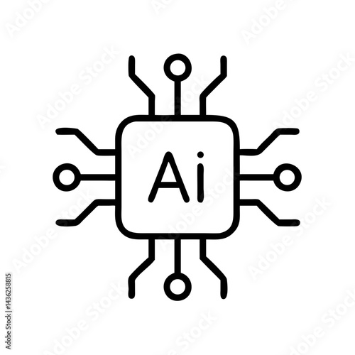 AI Microchip and Artificial Intelligence Processor Icon
