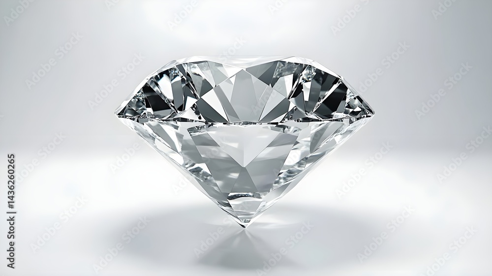 Glossy Single Diamond with Sharp Edges and Transparent Features Glossy Single Diamond with Sharp Edges and Transparent Features