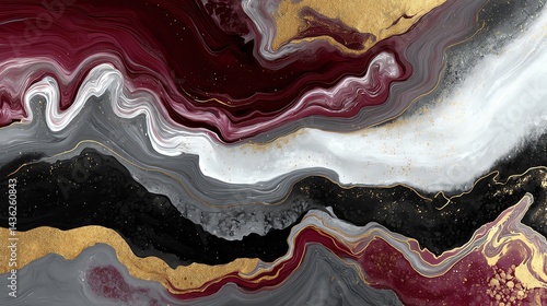 Elegant abstract art featuring flowing shapes and vibrant colors in marbling style.
