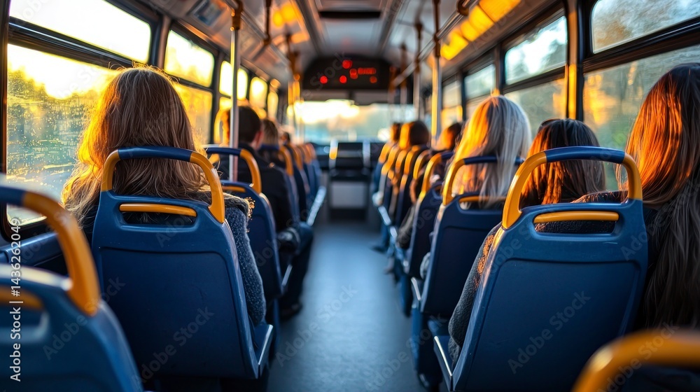 Fototapeta premium Passengers sitting in a moving bus