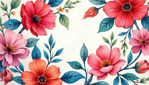 Wallpaper Mural Intricate watercolor floral pattern, vibrant hues, pattern, surface pattern Torontodigital.ca