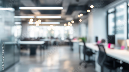 Wallpaper Mural Modern office workspace blurred background with soft lighting and bright open layout, contemporary corporate environment concept Torontodigital.ca