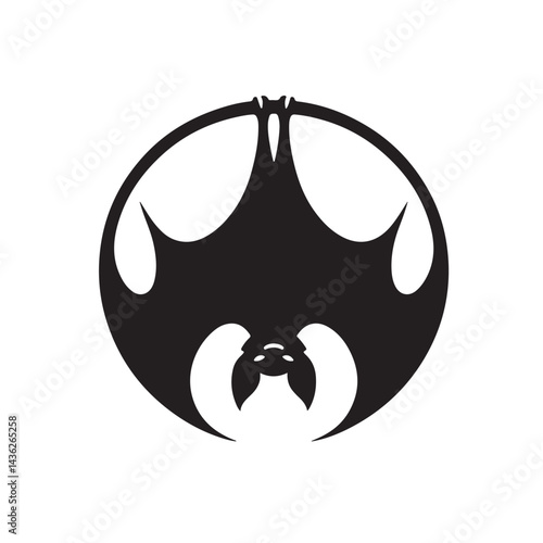 Bat Hanging Upside Down Silhouette Icon Minimal Vector