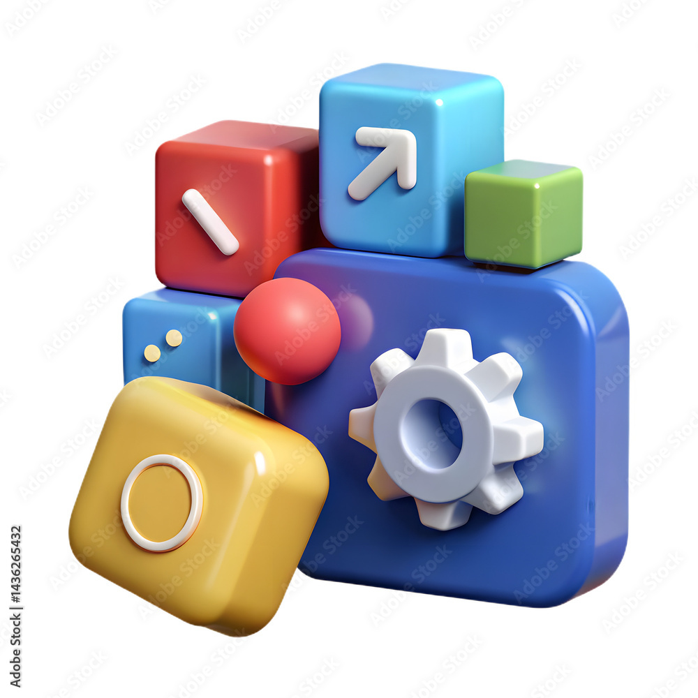 3D Gear and Settings Icon with Up Arrow - Technology and App Development Concept on Transparent Background
3D Gear and Settings Icon with Up Arrow - Technology and App Development Concept on Transparent Background