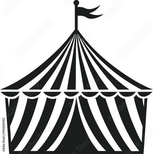 Independence Day USA Carnival Tent Silhouette, Stripes and Flag Big Top Design