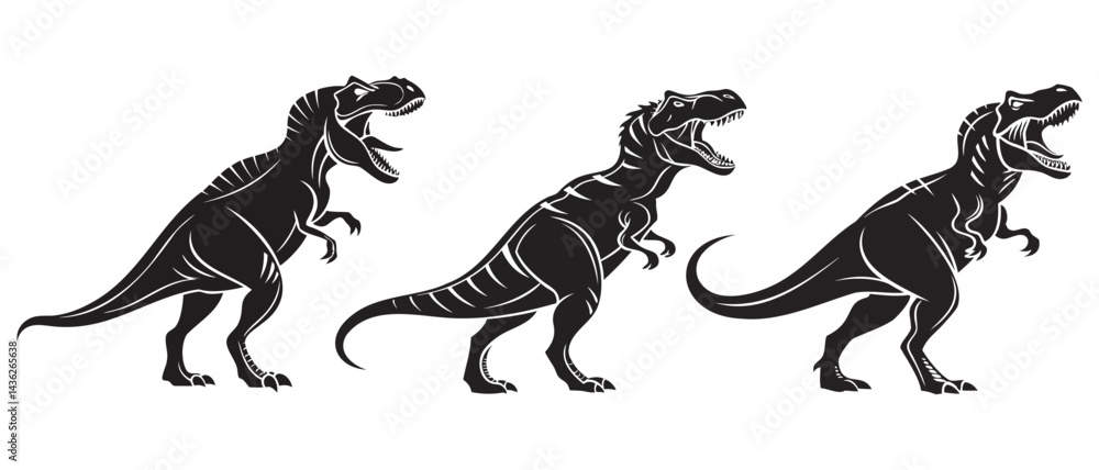 Obraz premium Fierce tyrannosaurus rex standing on cracked earth on white background