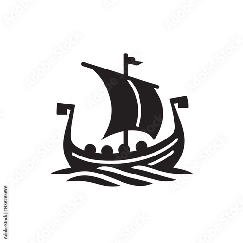 Viking Ship Classic Adventure Silhouette Illustration
