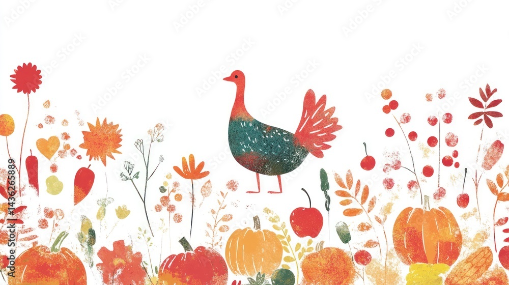 Cute Autumnal Duck in a Garden of Pumpkins Cute Autumnal Duck in a Garden of Pumpkins