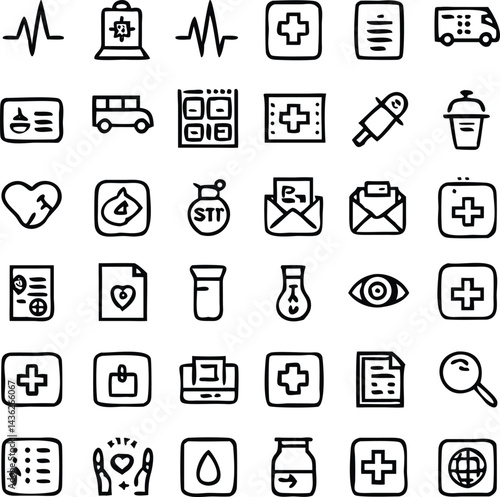 protection, business, therapy, cardiology, icons, technology, graphic, cardiogram, icon set, pictogram, disease, collection, human, surgery, health care, thin, flat, stroke, science, patient, icon, he