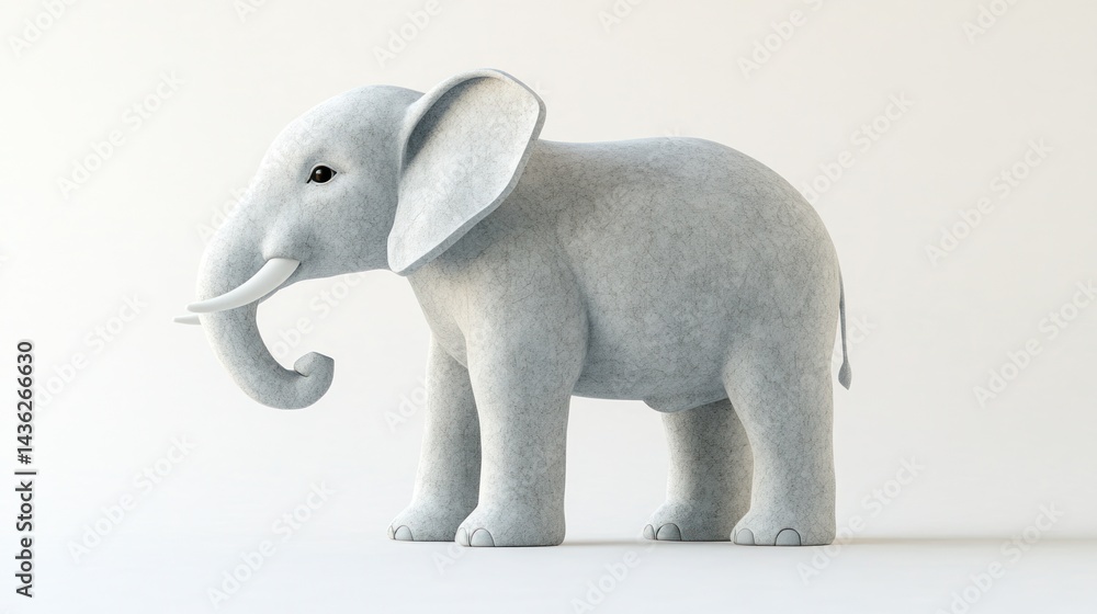 Obraz premium Gray Elephant, Studio, White Background