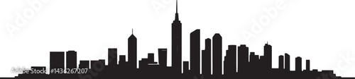 City landscape. Line urban backdrop, different buildings on street, doodle street draw, outline cityscape hand sketch, flat houses. Hand drawn vector illustration