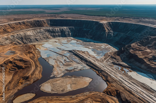 Drone photo of openpit mining site. photo