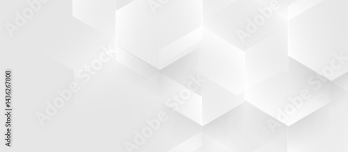 White Abstract 3D Hexagon Background with Soft Shadows