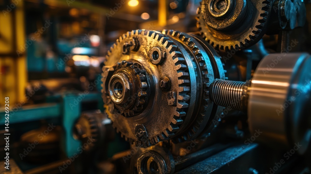 Intricate gears of industrial machinery, showcasing engineering and precision Intricate gears of industrial machinery, showcasing engineering and precision