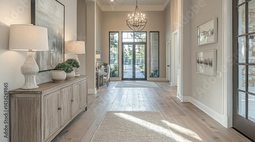 Wallpaper Mural Bright Entryway with Neutral Decor and Wood Floors Torontodigital.ca