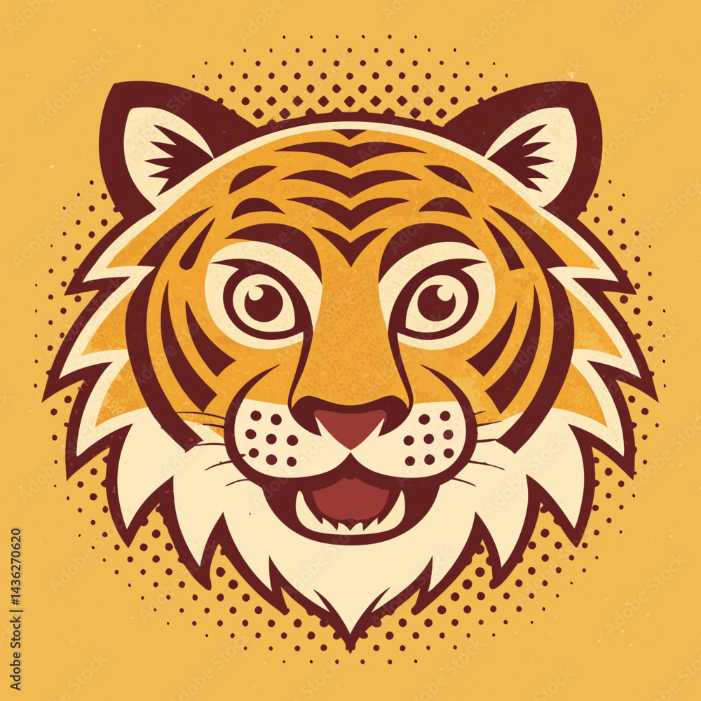 Obraz premium Tiger Face Logo – Symmetrical, Bold & Modern