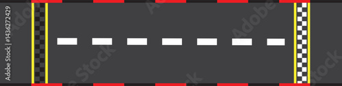 Top view of race track with start and finish line cartoon vector illustration