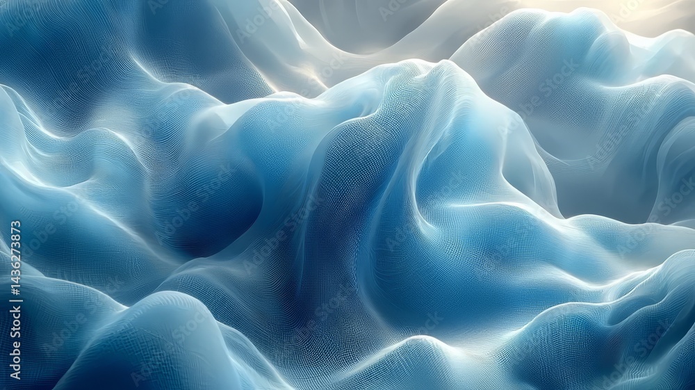 Obraz premium Serene Blue Waves: Ethereal, flowing textures create a calming atmosphere, perfect for wellness, relaxation, or nature-themed projects.