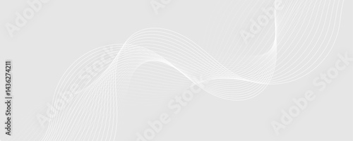 Abstract white and gray background. Abstract linear flowing particles future technology concept abstract wave curve lines banner.  