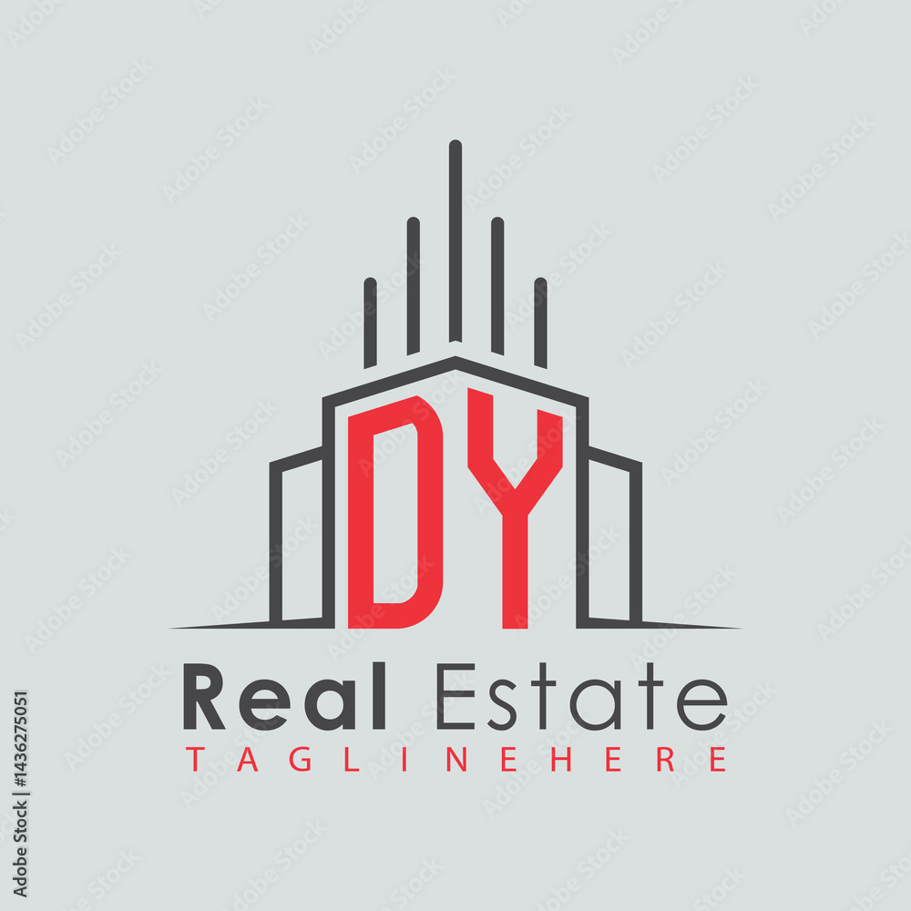 Obraz premium initial monogram logo for real estate with Home and Building shape creative design. 