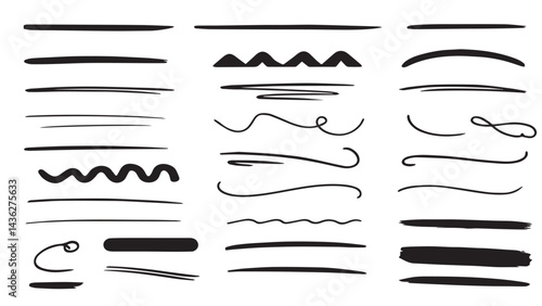 Underline Vector Set | Hand-Drawn, Decorative, and Stylish Underlines for Highlighting Text