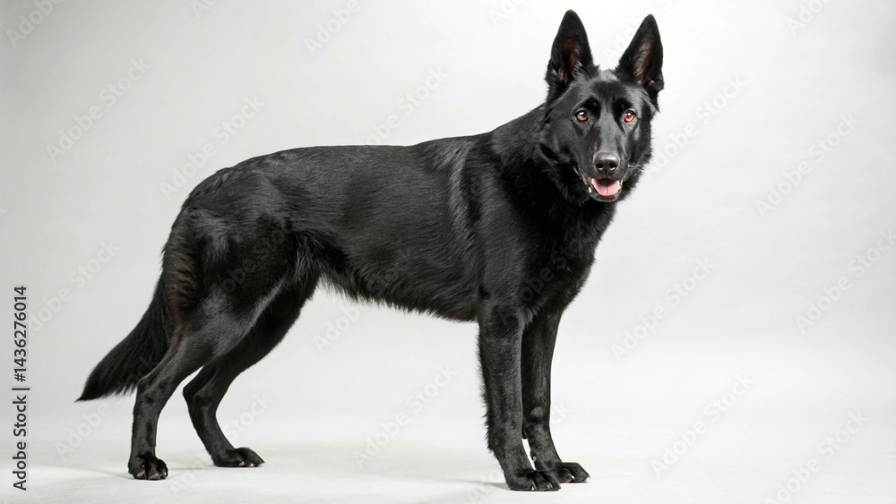 Black German Shepherd on studio background
Black German Shepherd on studio background