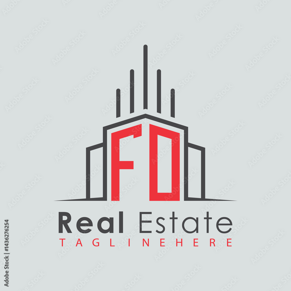 Obraz premium initial monogram logo for real estate with Home and Building shape creative design. 
