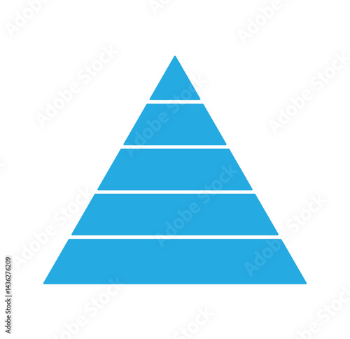 Triangular pyramid infographic vector icon set.Blue pyramid infographic templates collection. Pyramid charts with 3, 4, 5, 6, 7, 8 steps, options, layers, levels. Development level infographic. 