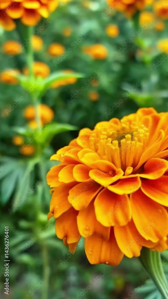 A marigold with long, whisker-like petals that stick out in all directions A marigold with long, whisker-like petals that stick out in all directions